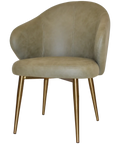 Boss Tub Chair Brass Metal 4 Leg With Pelle Sage Shell, Viewed From Angle In Front