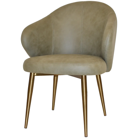 Boss Tub Chair Brass Metal 4 Leg With Pelle Sage Shell, Viewed From Angle In Front