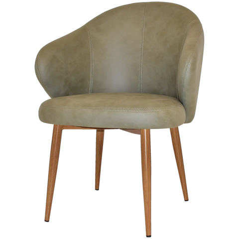 Boss Tub Chair Light Oak Metal 4 Leg With Pelle Sage Shell, Viewed From Angle In Front