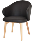 Boss Tub Chair Natural Timber 4 Leg With Black Vinyl Shellack Metal 4 Leg With, Viewed From Angle In Front