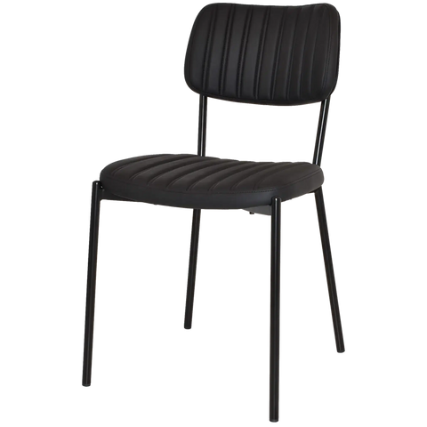 Candice Chair With Black Vinyl Upholstery, Viewed From Angle In Front
