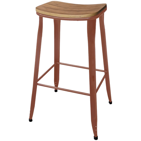 Coleman Bar Stool With Custom Powder Coat Finish And Walnut Veneer Seat