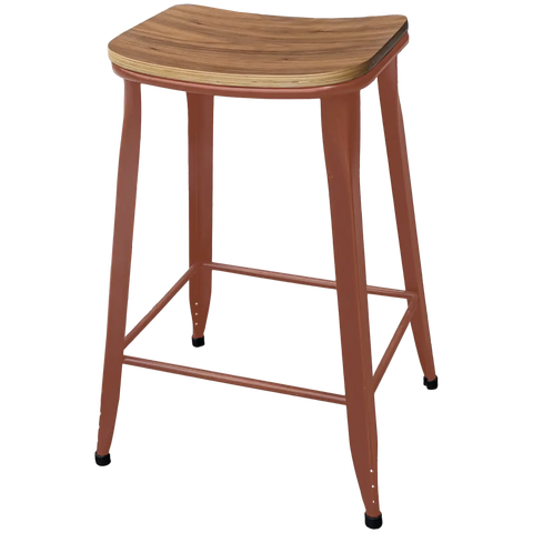 Coleman Counter Stool With Custom Powder Coat Finish And Walnut Veneer Seat