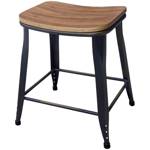 Coleman Low Stool With Distressed Copper Finish And Walnut Veneer Seat