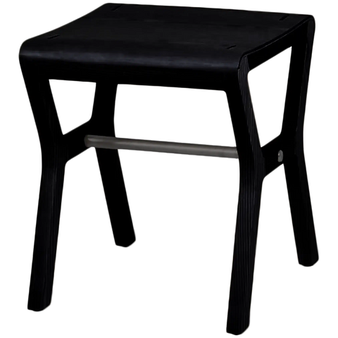 Dita Low Stool In Black, Viewed From Angle In Front