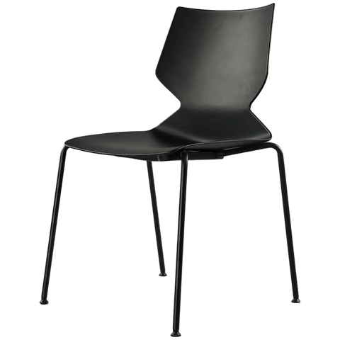 Fly Chair By Claudio Bellini With Black Shell On Black 4 Leg Frame, Viewed From Angle In Front