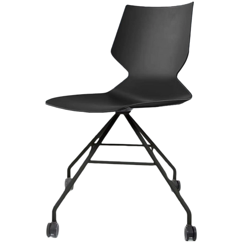 Fly Chair By Claudio Bellini With Black Shell Pad On Black Swivel Frame, Viewed From Angle In Front