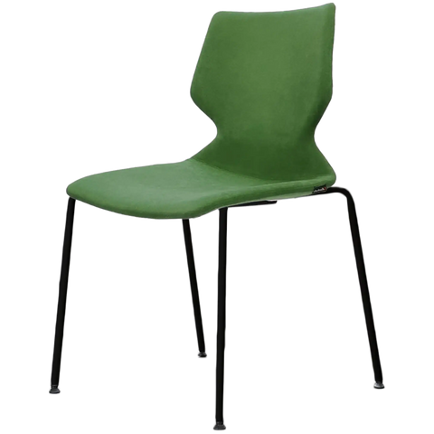 Fly Chair By Claudio Bellini With Fully Upholstered Shell On Black 4 Leg Frame, Viewed From Angle In Front