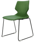 Fly Chair By Claudio Bellini With Fully Upholstered Shell On Black Sled Frame, View From Angle In Front