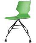 Fly Chair By Claudio Bellini With Green Shell On Black Swivel Frame, Viewed From Angle In Front