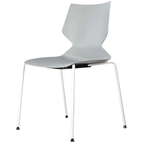 Fly Chair By Claudio Bellini With Light Grey Shell On White 4 Leg Frame, Viewed From Angle In Front