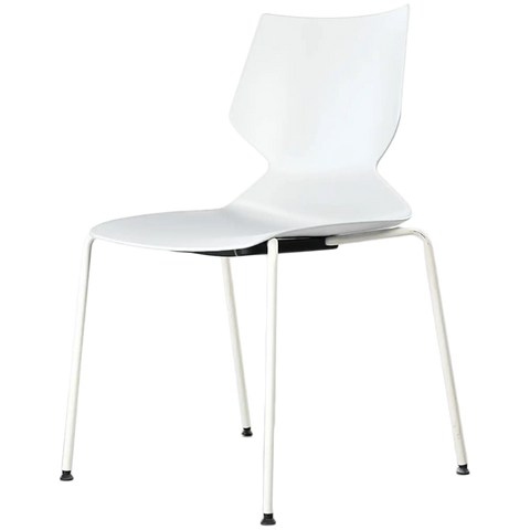 Fly Chair By Claudio Bellini With White Shell On White 4 Leg Frame, Viewed From Angle In Front