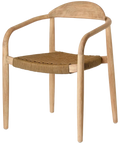 Glynis Armchair With Natural Timber Frame And Beige Rope Seat, Viewed From Angle In Front