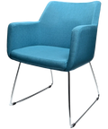 Hady Armchair With Sled Base And Custom Upholstery Textilia Orion Wave, Viewed From Front Angle
