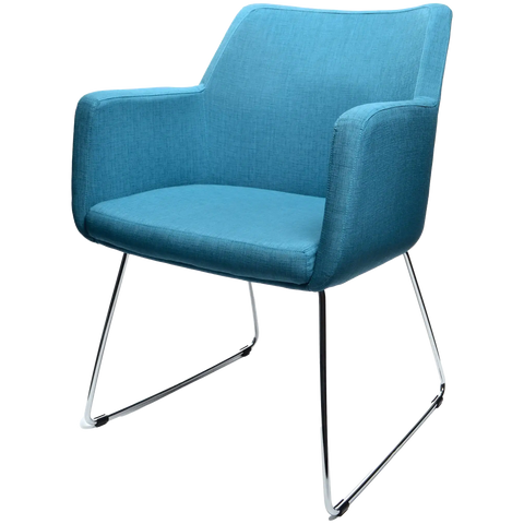 Hady Armchair With Sled Base And Custom Upholstery Textilia Orion Wave, Viewed From Front Angle