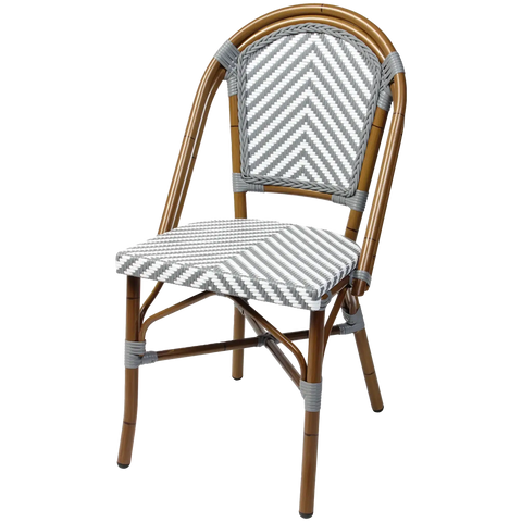 Jasmine Chair With Grey And White Chevron Weave, Viewed From Front Angle