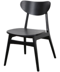 Midland Chair With A Black Frame And A Black Timber Seat, Viewed From Front Angle