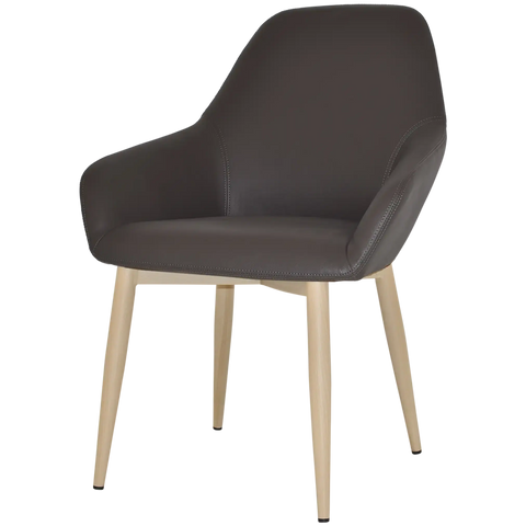 Monte Tub Chair With Birch Metal 4 Leg And Charcoal Vinyl Shell, Viewed From Angle In Front