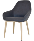 Monte Tub Chair With Birch Metal 4 Leg And Pelle Navy Shell, Viewed From Angle In Front