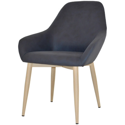 Monte Tub Chair With Birch Metal 4 Leg And Pelle Navy Shell, Viewed From Angle In Front