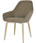 Monte Tub Chair With Birch Metal 4 Leg And Pelle Sage Shell, Viewed From Angle In Front
