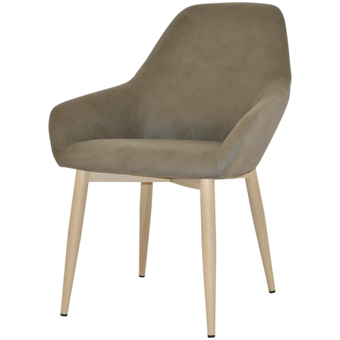 Monte Tub Chair With Birch Metal 4 Leg And Pelle Sage Shell, Viewed From Angle In Front
