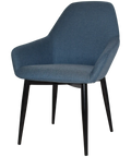 Monte Tub Chair With Black Metal 4 Leg And Gravity Denim Shell, Viewed From Angle In Front