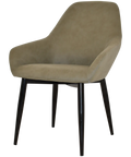 Monte Tub Chair With Black Metal 4 Leg And Pelle Sage Shell, Viewed From Angle In Front