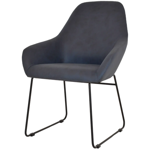 Monte Tub Chair With Black Sled Base And Pelle Navy Shell, Viewed From Angle In Front