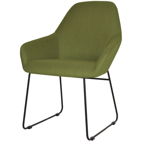 Monte Tub Chair With Custom Upholstery And Black Sled Frame, Viewed From Front Angle