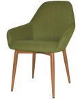 Monte Tub Chair With Custom Upholstery And Light Oak Metal 4 Leg Frame, Viewed From Front Angle