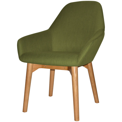 Monte Tub Chair With Custom Upholstery And Light Oak Timber 4 Leg Frame, Viewed From Front Angle