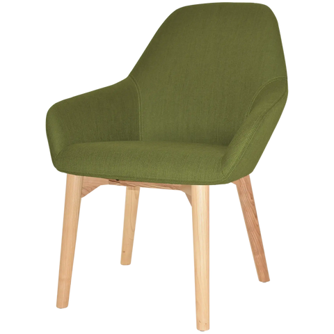 Monte Tub Chair With Custom Upholstery And Natural Timber 4 Leg Frame, Viewed From Front Angle.