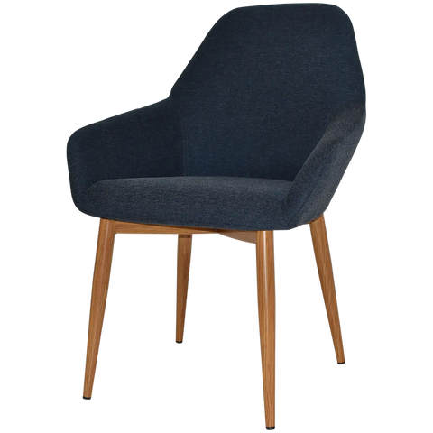Monte Tub Chair With Light Oak Metal 4 Leg And Gravity Navy Shell, Viewed From Angle In Front
