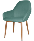 Monte Tub Chair With Light Oak Metal 4 Leg And Gravity Teal Shell, Viewed From Angle In Front