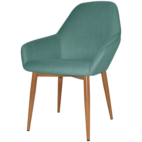 Monte Tub Chair With Light Oak Metal 4 Leg And Gravity Teal Shell, Viewed From Angle In Front