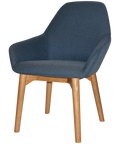 Monte Tub Chair With Light Oak Timber 4 Leg And Gravity Denim Shell, Viewed From Angle In Front