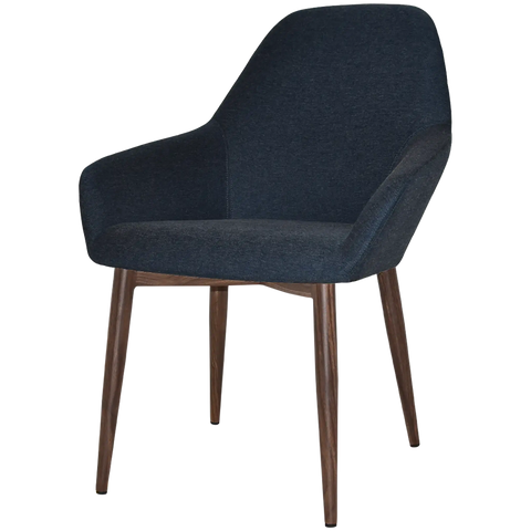 Monte Tub Chair With Light Walnut Metal 4 Leg And Gravity Navy Shell, Viewed From Angle In Front