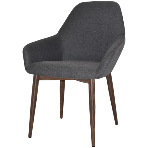 Monte Tub Chair With Light Walnut Metal 4 Leg And Gravity Slate Shell, Viewed From Angle In Front