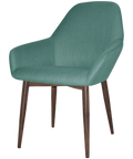 Monte Tub Chair With Light Walnut Metal 4 Leg And Gravity Teal Shell, View From Angle In Front
