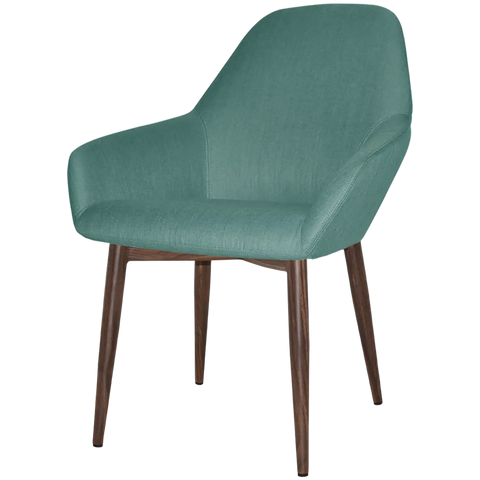 Monte Tub Chair With Light Walnut Metal 4 Leg And Gravity Teal Shell, View From Angle In Front