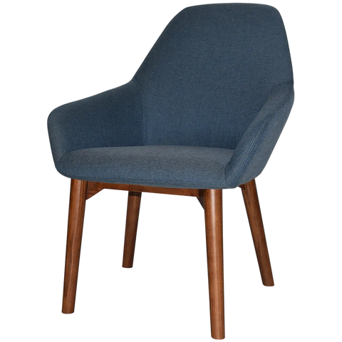 Monte Tub Chair With Light Walnut Timber 4 Leg And Gravity Denim Shell, Viewed From Angle In Front