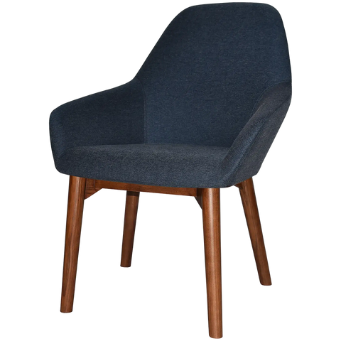 Monte Tub Chair With Light Walnut Timber 4 Leg And Gravity Navy Shell, Viewed From Angle In Front