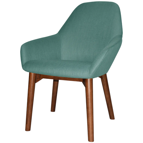 Monte Tub Chair With Light Walnut Timber 4 Leg And Gravity Teal Shell, Viewed From Angle In Front