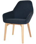 Monte Tub Chair With Natural Timber 4 Leg And Gravity Navy Shell 1, Viewed From Angle In Front