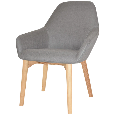 Monte Tub Chair With Natural Timber 4 Leg And Gravity Steel Shell, Viewed From Angle In Front