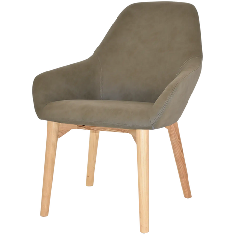 Monte Tub Chair With Natural Timber 4 Leg And Pelle Sage Shell, Viewed From Angle In Front