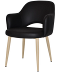 Mulberry Armchair Birch Metal 4 Leg With Black Vinyl Shell, Viewed From Front Angle