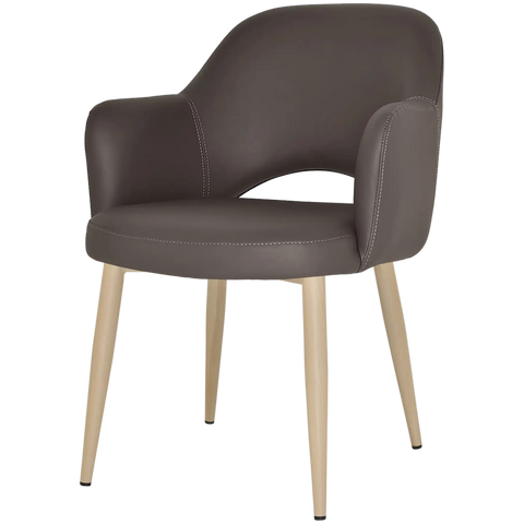 Mulberry Armchair Birch Metal 4 Leg With Charcoal Vinyl Shell, Viewed From Front Angle