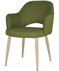 Mulberry Armchair Birch Metal 4 Leg With Custom Upholstery, Viewed From Front Angle